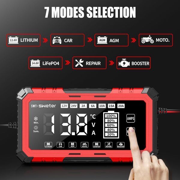 Зарядное устройство SWT-Sweter SWT-2010 &mdash; Интеллектуальное зарядное устройство 12V/20A &mdash; 24V/10A SWETER-RED-2010 фото