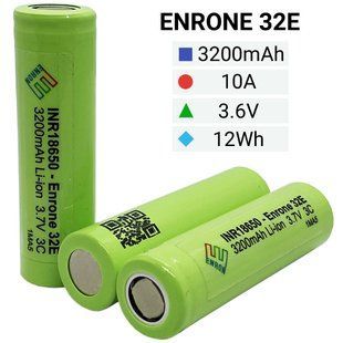 Акумулятор INR 18650 Enrone 32E 3200mAh Li-Ion, 3C (10A), високотоковий промисловий Enrone 32E фото