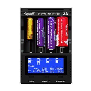 Vapcell S4 Plus v. 2.0 - ШВИДКИЙ зарядний пристрій на 4 канала 3 A для Ni-Mh, Ni-Cd і Li-Ion + функція PowerBank VapcellS4Plus фото