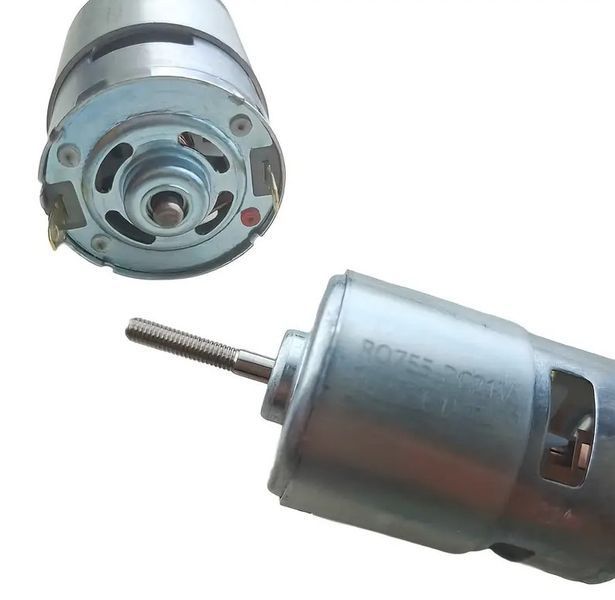 FOX EXPERT Motor for Cordless Trimmer RQ755-DC21V, 12-21 V, 300 W, 13,500 rpm, M5 Right-Hand Thread Shaft (1 pc), Gray, FOX