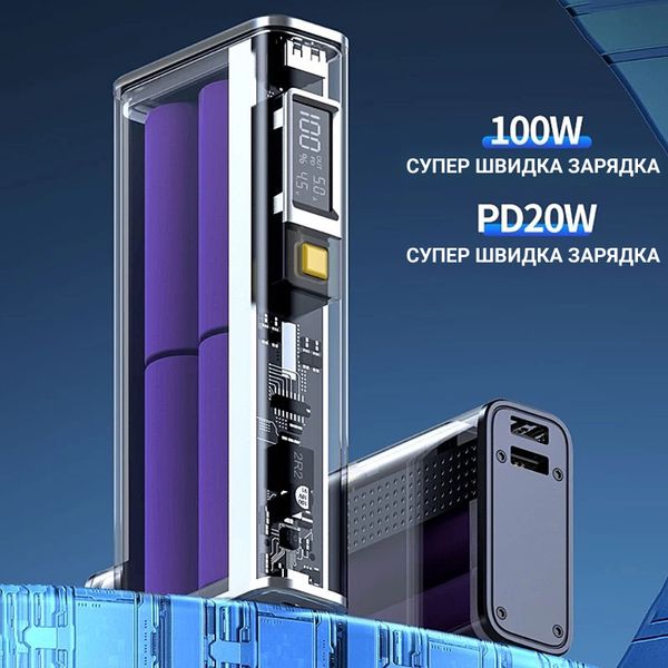 Внешний аккумулятор (Power Bank) Enrone Power 22.5W 20000mAh, QC/PD 22W (Silver/Violet) Silver/Violet фото