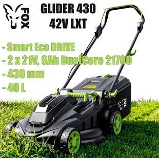 Акумуляторна газонокосарка FOX GLIDER 430 42V LXT (2 х 9Ah): ширина 43 см, травозбірник 40 л, мульчування Glider-9Ah фото