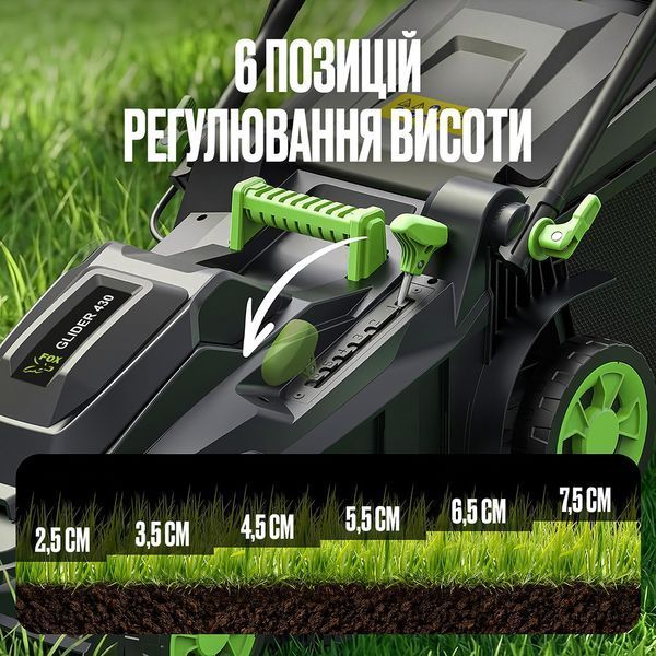 Акумуляторна газонокосарка FOX GLIDER 430 42V LXT (2 х 9Ah): ширина 43 см, травозбірник 40 л, мульчування Glider-9Ah фото